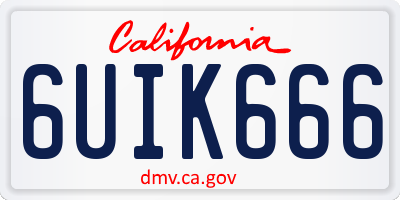 CA license plate 6UIK666