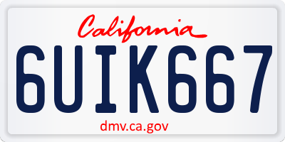 CA license plate 6UIK667