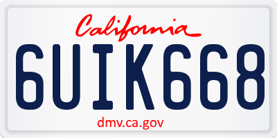 CA license plate 6UIK668