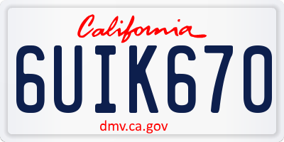 CA license plate 6UIK670