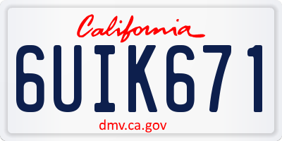 CA license plate 6UIK671
