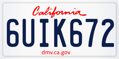 CA license plate 6UIK672