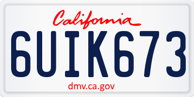 CA license plate 6UIK673