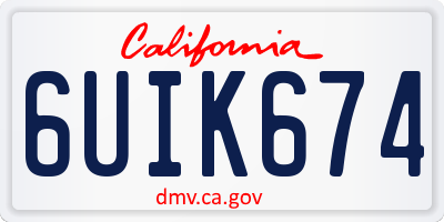 CA license plate 6UIK674