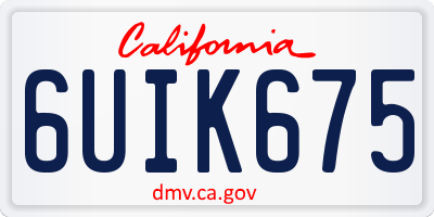 CA license plate 6UIK675