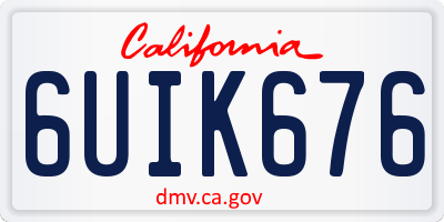 CA license plate 6UIK676