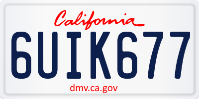 CA license plate 6UIK677