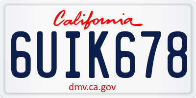 CA license plate 6UIK678