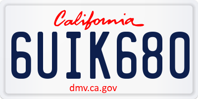 CA license plate 6UIK680