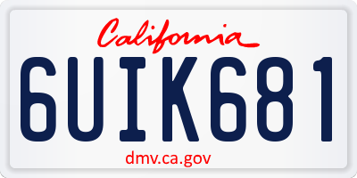 CA license plate 6UIK681