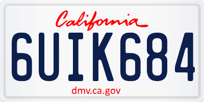 CA license plate 6UIK684