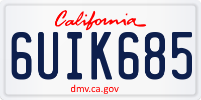CA license plate 6UIK685