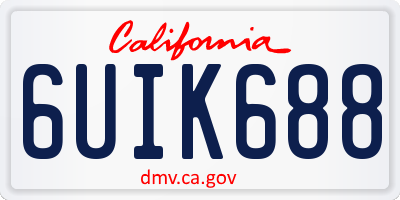 CA license plate 6UIK688