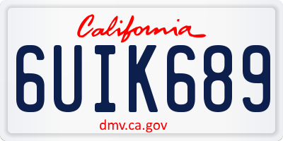 CA license plate 6UIK689