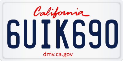 CA license plate 6UIK690