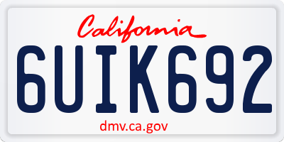 CA license plate 6UIK692