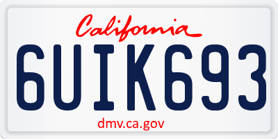 CA license plate 6UIK693