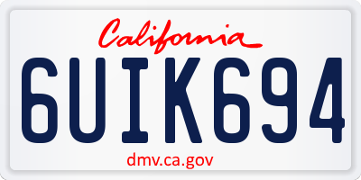 CA license plate 6UIK694