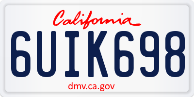 CA license plate 6UIK698