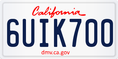 CA license plate 6UIK700