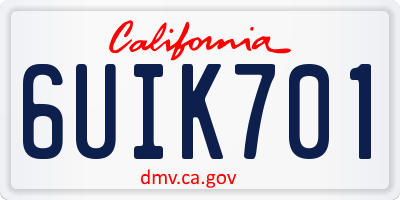 CA license plate 6UIK701
