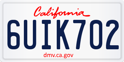 CA license plate 6UIK702