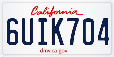 CA license plate 6UIK704