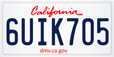 CA license plate 6UIK705
