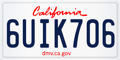 CA license plate 6UIK706