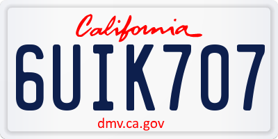 CA license plate 6UIK707