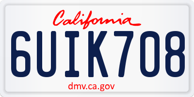 CA license plate 6UIK708