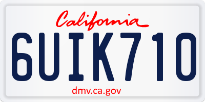 CA license plate 6UIK710