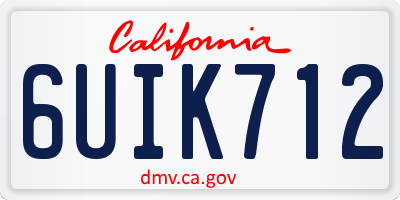 CA license plate 6UIK712