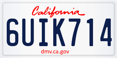 CA license plate 6UIK714
