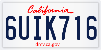 CA license plate 6UIK716