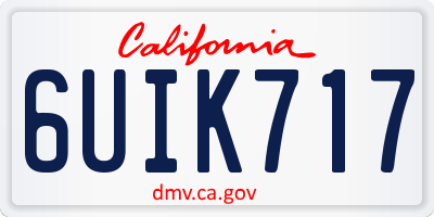 CA license plate 6UIK717