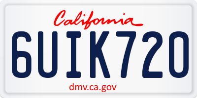 CA license plate 6UIK720