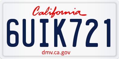 CA license plate 6UIK721