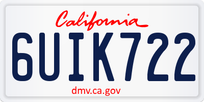 CA license plate 6UIK722