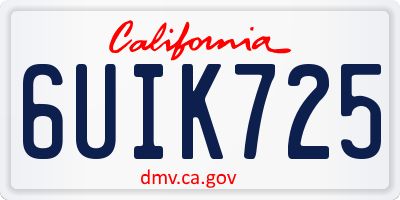 CA license plate 6UIK725
