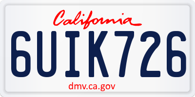 CA license plate 6UIK726