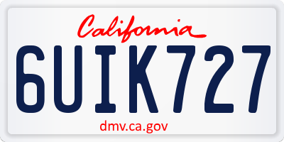 CA license plate 6UIK727