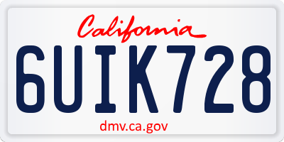 CA license plate 6UIK728