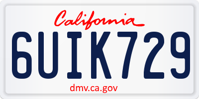 CA license plate 6UIK729