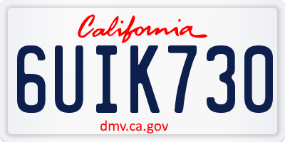 CA license plate 6UIK730