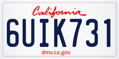 CA license plate 6UIK731