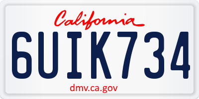 CA license plate 6UIK734
