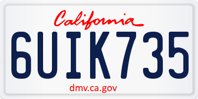 CA license plate 6UIK735