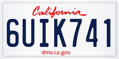 CA license plate 6UIK741
