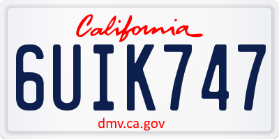 CA license plate 6UIK747